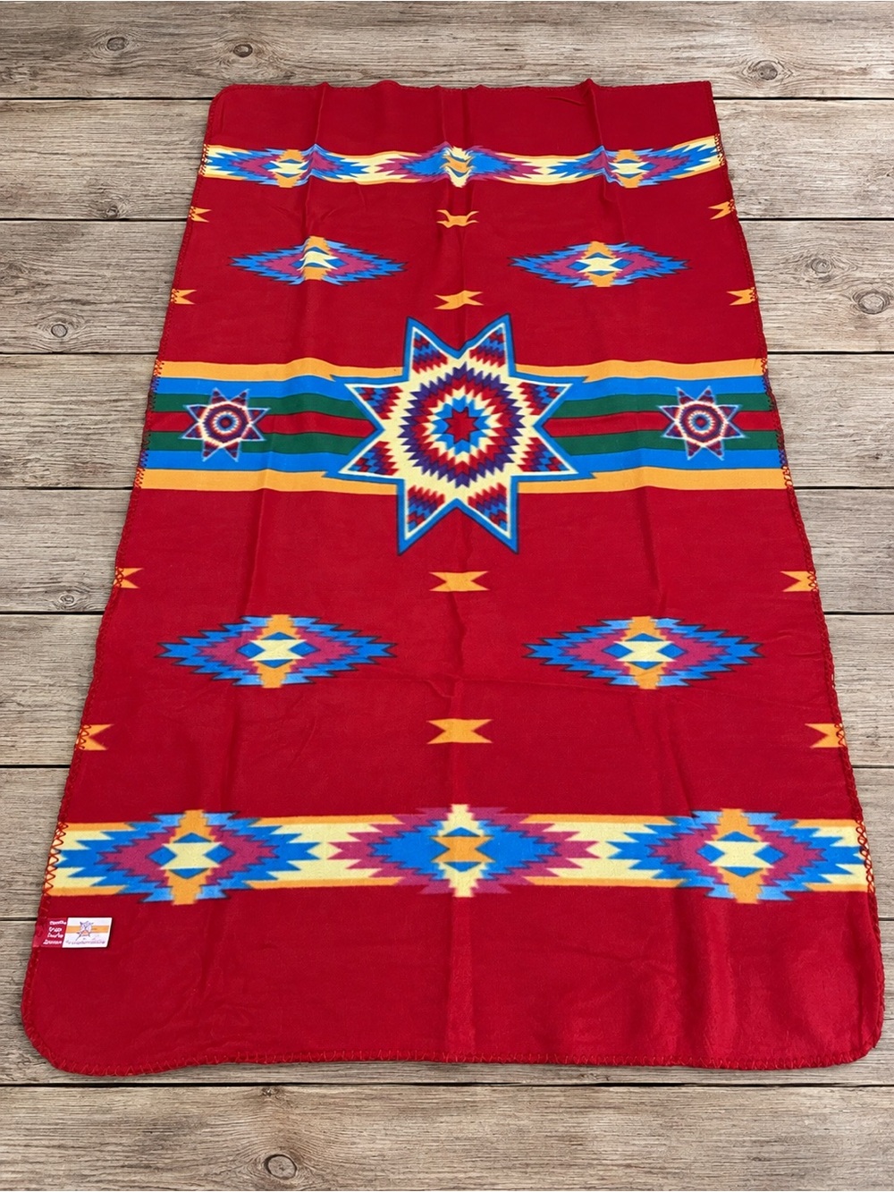 St Labre Indian School Southwestern Fleece Throw Blanket 38x60 Red